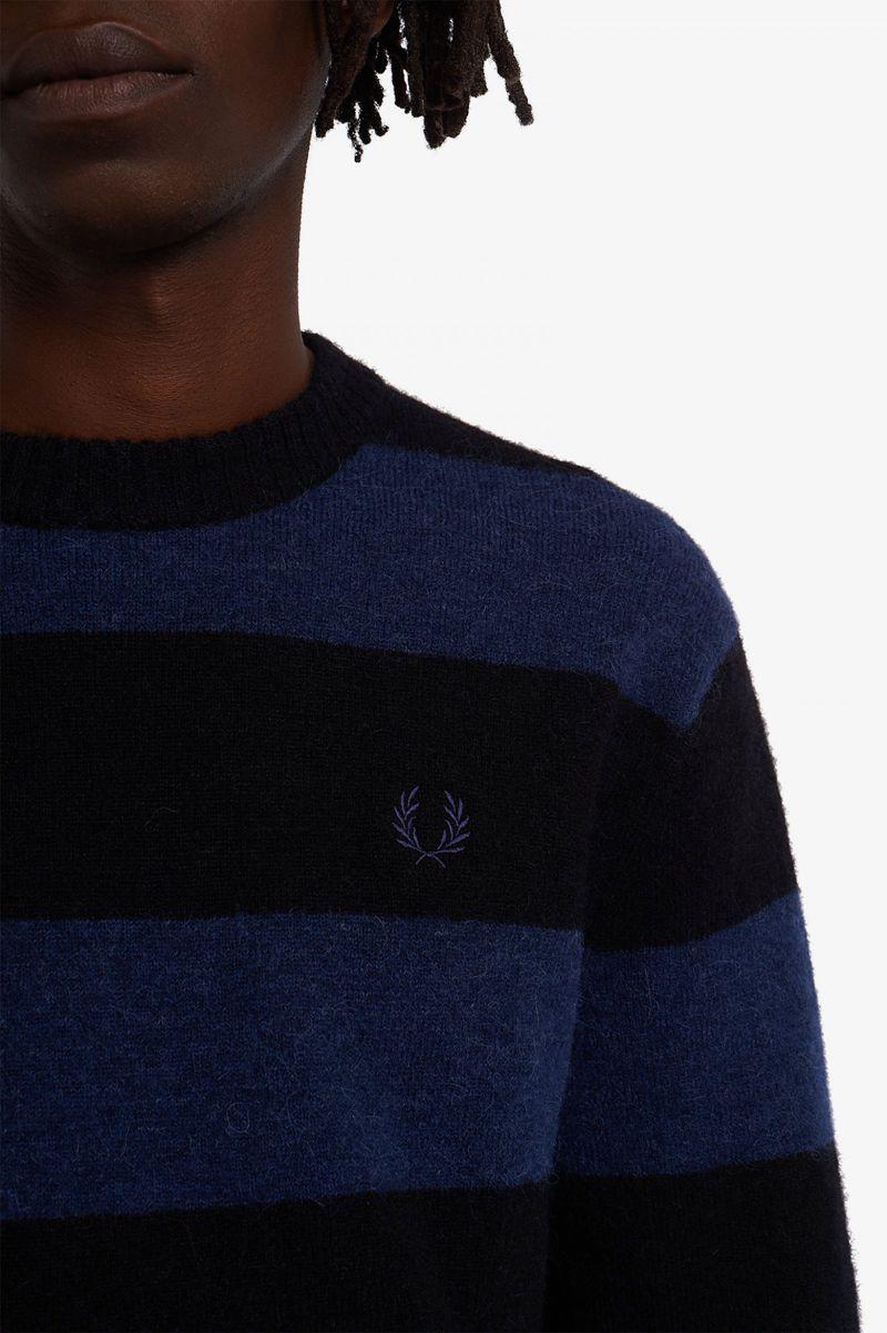 Dark Grey Blue Fred Perry Bold Stripe Alpaca Blend Jumper Men's Knitwear | PH 1279AHKP